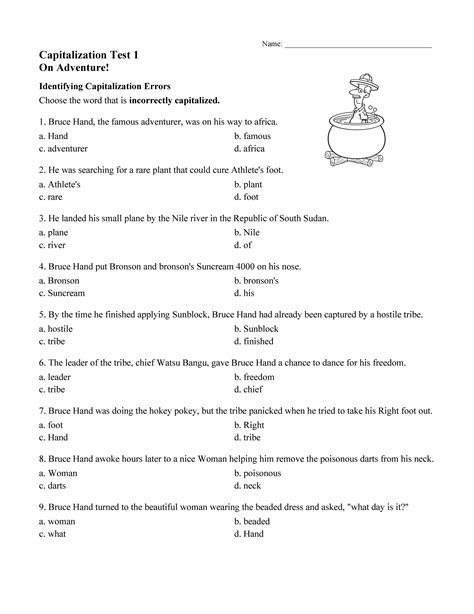 punctuation and capitalization test free PDF