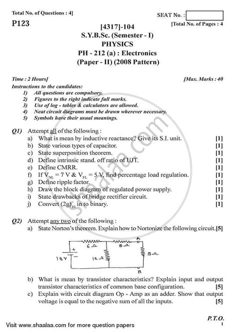 pune university sybsc electronics question paper Doc