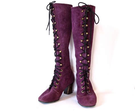 purple knee high boots