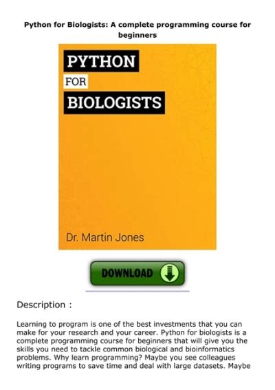 python for biologists a complete programming course for beginners PDF