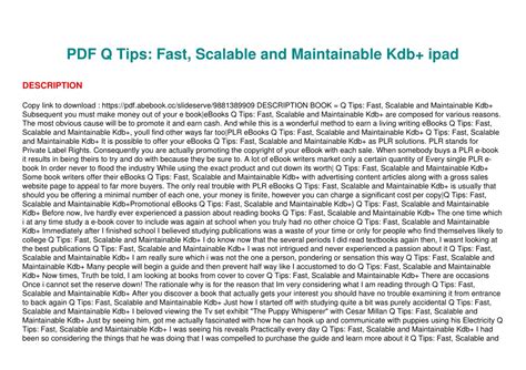 q tips fast scalable and maintainable kdb Epub