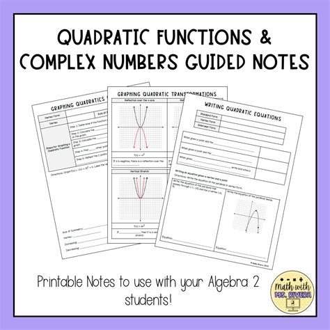 quadratic functions and complex numbers springboard Doc