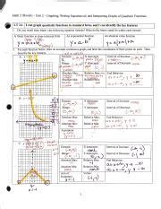 quadratic grafun answer sheet PDF