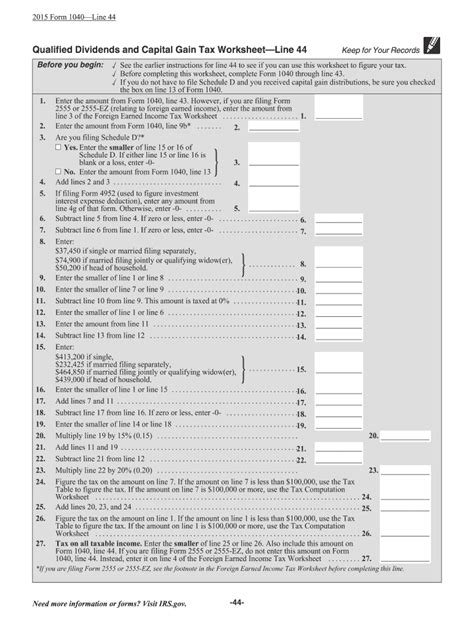 qualified dividends and capital gain tax worksheet 2022