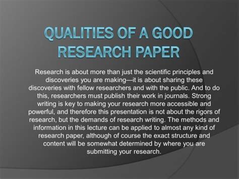 qualities good research paper Kindle Editon