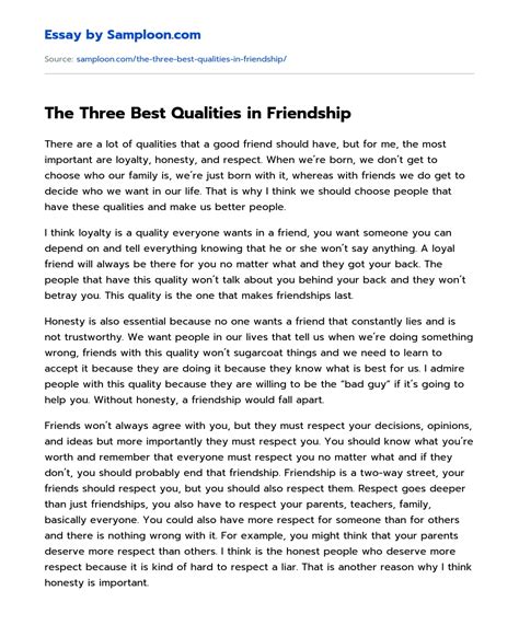 qualities of good friends essay Kindle Editon