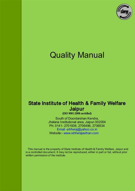 quality manual sihfw rajasthan Reader