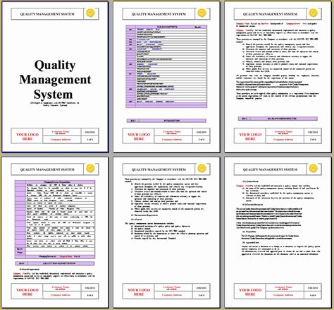 quality manual template free download PDF