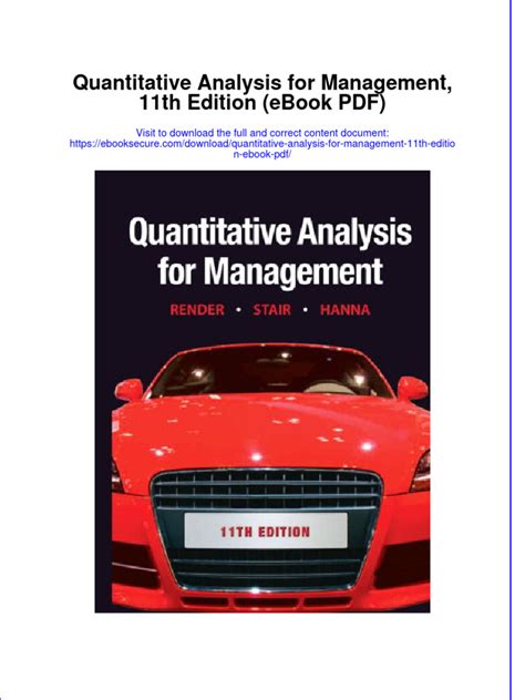 quantitative analysis for management 11th edition Epub