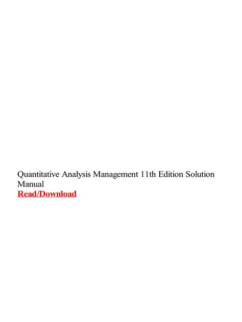 quantitative analysis for management 11th edition solution manual Kindle Editon