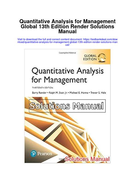 quantitative analysis for management render solutions manual Reader