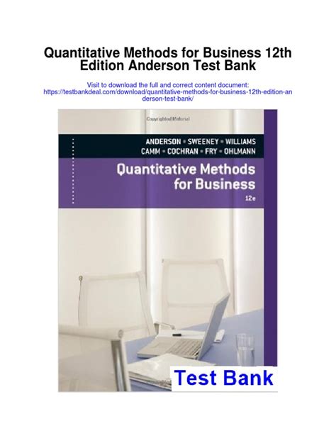 quantitative methods for business 12th edition pdf Epub