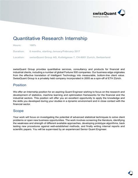 quantitative research intern