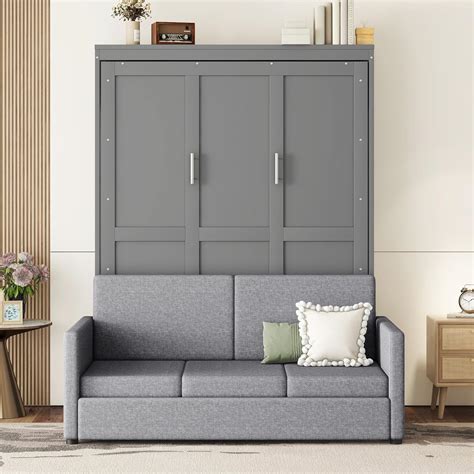 queen murphy bed with couch