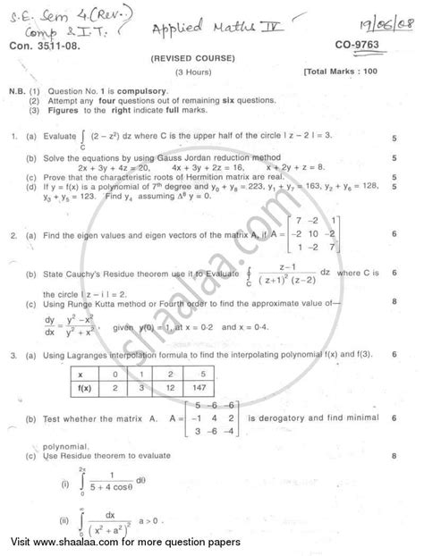 question paper applied mathematics second semester PDF