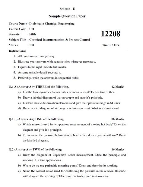 question paper in instrumentation diploma PDF