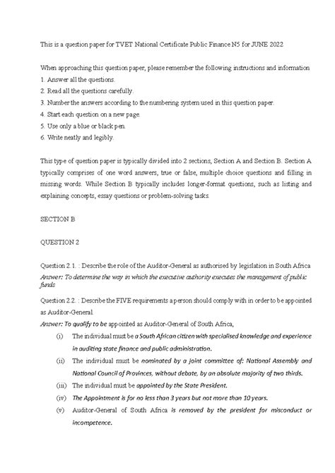 question papers of public finance n5 Doc