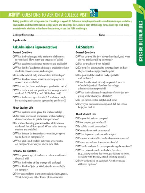 questions to ask university admissions