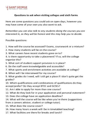 questions to ask visiting colleges