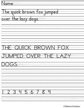 quick brown fox handwriting speed test scoring PDF