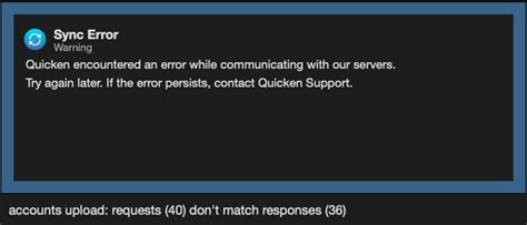 quicken account sync outage