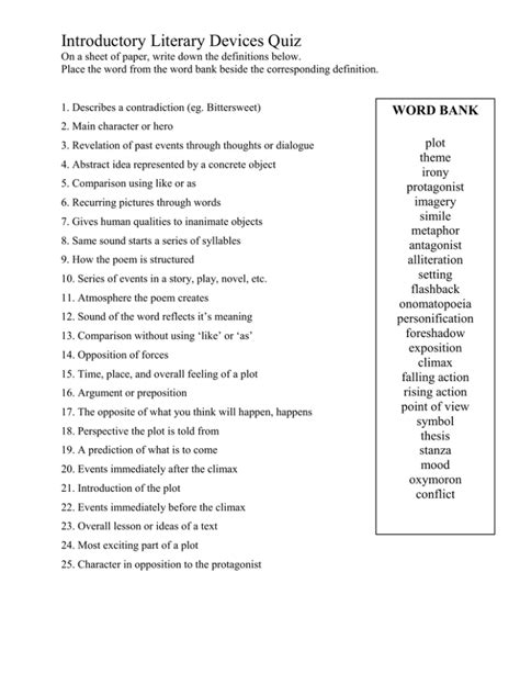 quiz for literary devices