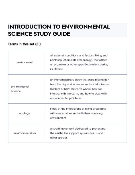 quizlet environmental science study guide PDF
