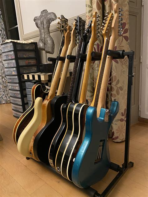 rack of guitars