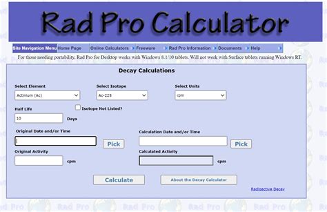 rad pro calculator