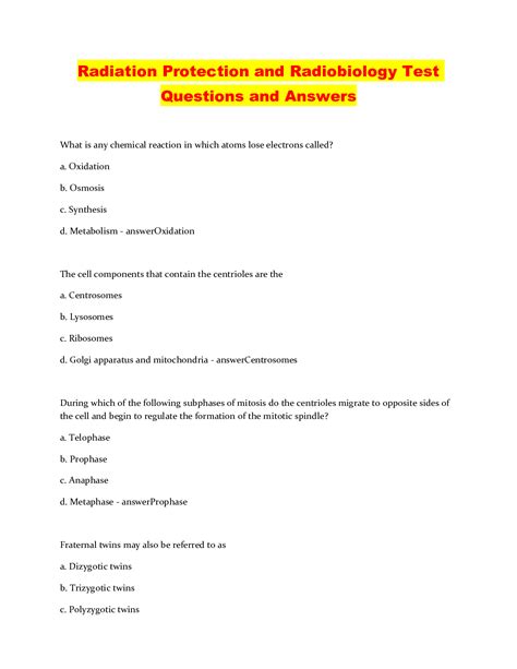 radiation questions and answers Doc