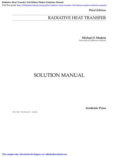 radiative heat transfer modest solution manual download pdf pdf PDF