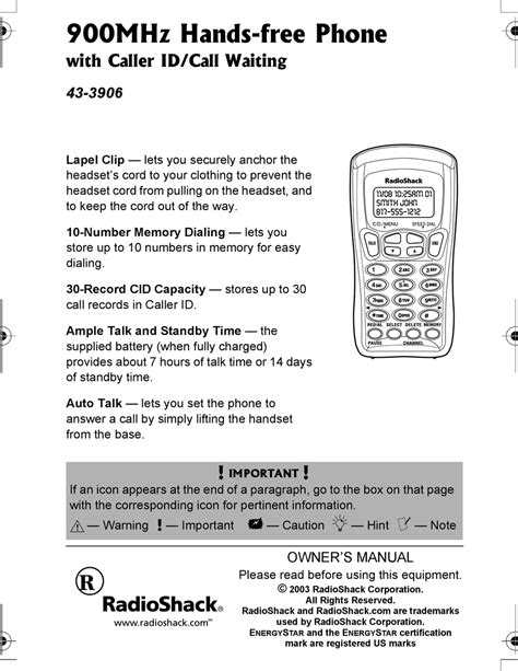 radio shack phone manuals Doc