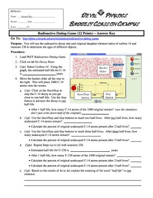 radioactive dating game answer worksheet Reader