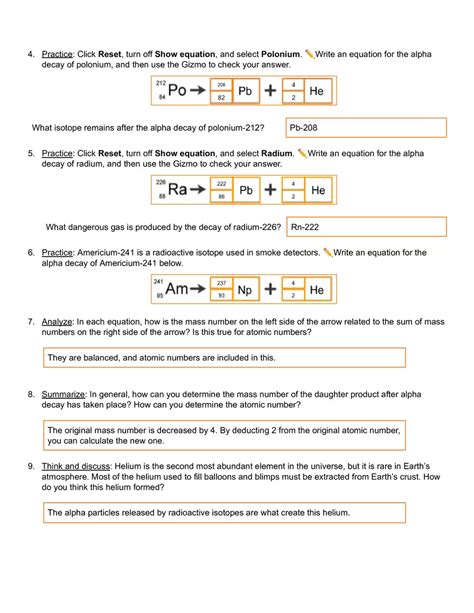 radioactive decay answer key PDF