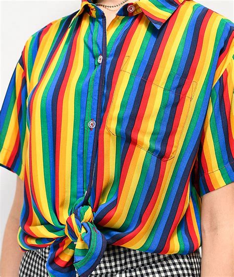 rainbow button shirt