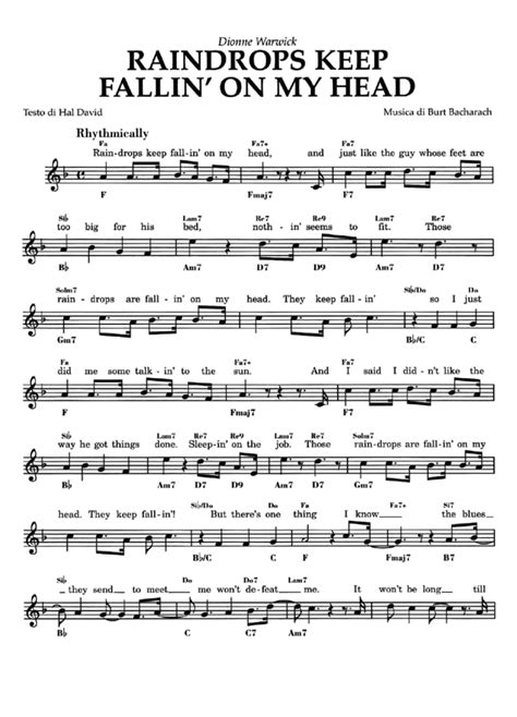 raindrops keep falling on my head sheet music pdf PDF