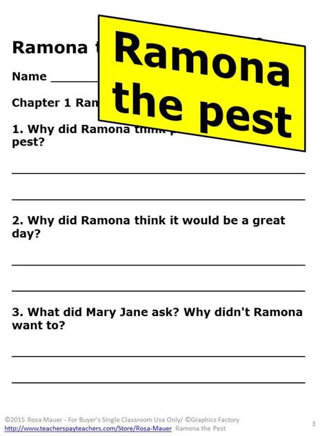 ramona the pest comprehension questions PDF