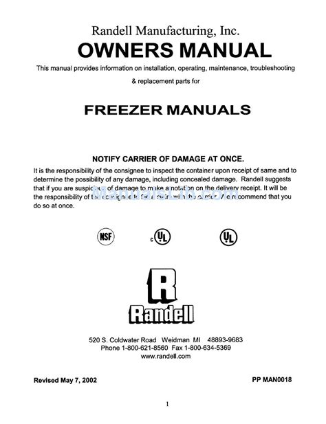 randell freezer owners manual Kindle Editon
