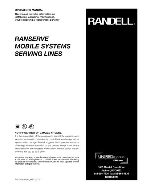 randell ran sca 5s refrigerators owners manual PDF