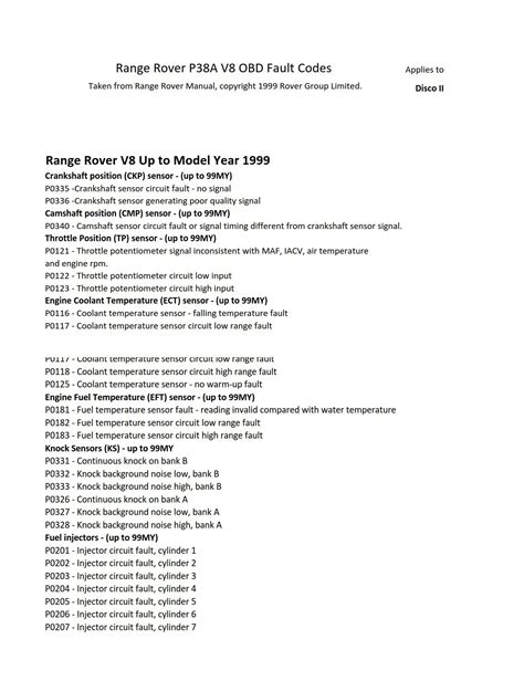 range rover p38 abs fault codes pdf PDF