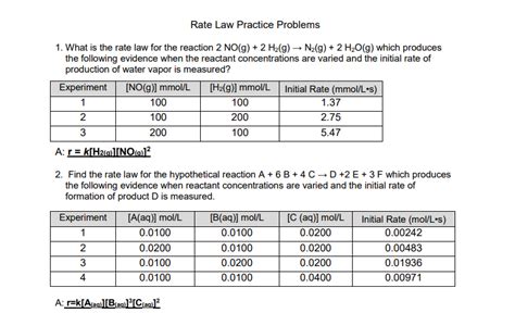 rate law practice problems with answers PDF