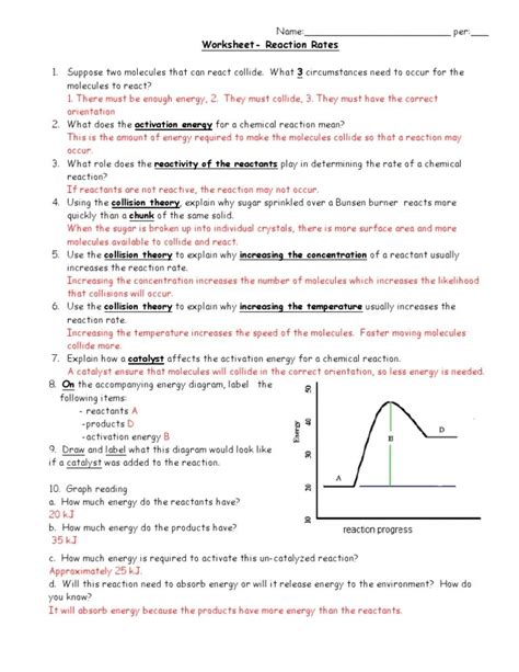 rate of reaction worksheet answers PDF