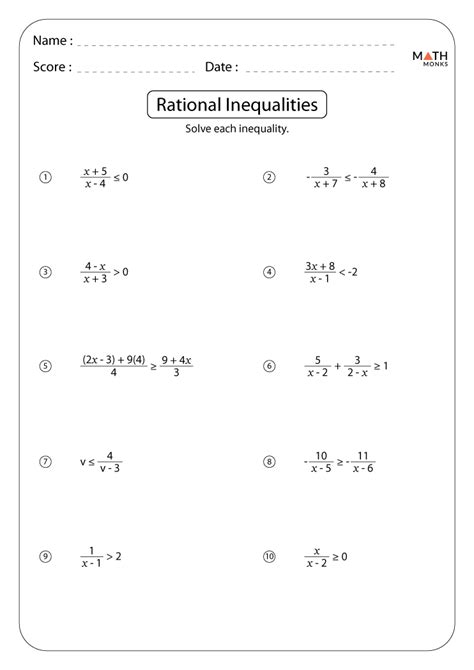 rational inequalities worksheet with answers Reader