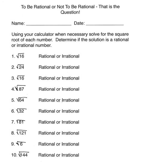 rational or irrational answers Epub