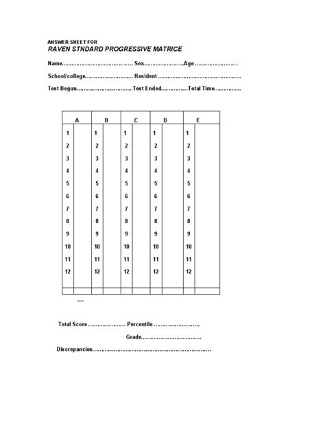 raven progressive matrices answer key Epub