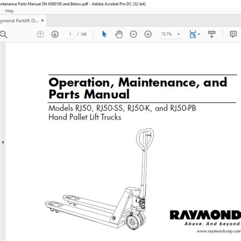raymond pallet jack manual Kindle Editon