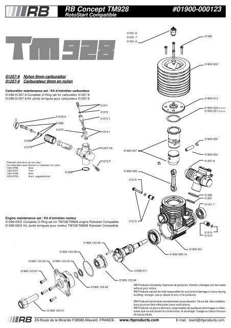 rb concept tm928 01900 000123 parts manual user guide PDF