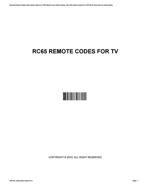 rc65 remote codes pdf Reader