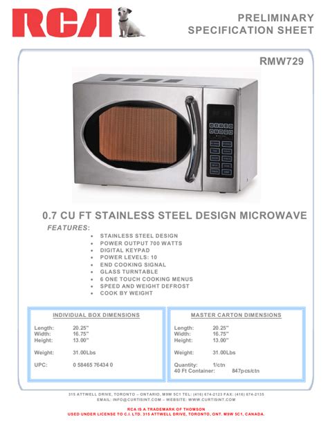 rca rmw729 microwaves owners manual PDF