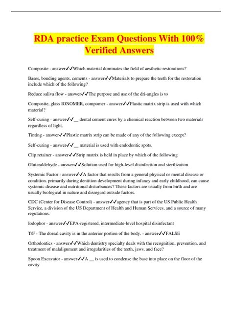 rda test questions and answers Epub